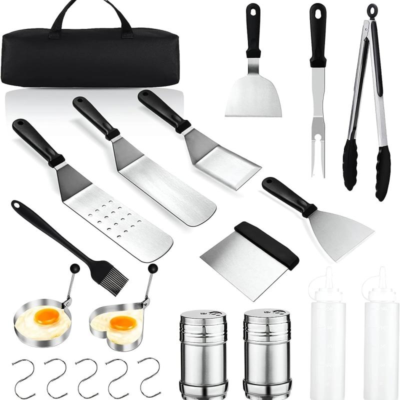 Stainless Steel Griddle Accessories Kit for Camping & BBQ