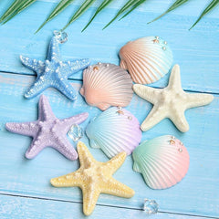 DIY Seashell & Starfish Refrigerator Magnet Stickers, Coastal Kitchen Decor