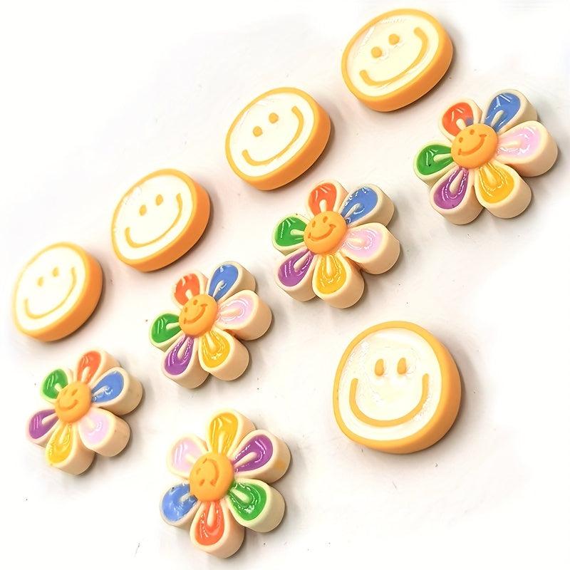 10pcs Flower Smile Magnet Stickers Small Flower Washing Machine Whiteboard Deco