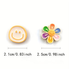10pcs Flower Smile Magnet Stickers Small Flower Washing Machine Whiteboard Deco