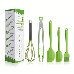 Silicone Cooking Utensil Set Metal Handle Spatula Safety Non Stick Washable