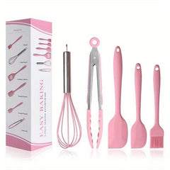 Silicone Cooking Utensil Set Metal Handle Spatula Safety Non Stick Washable
