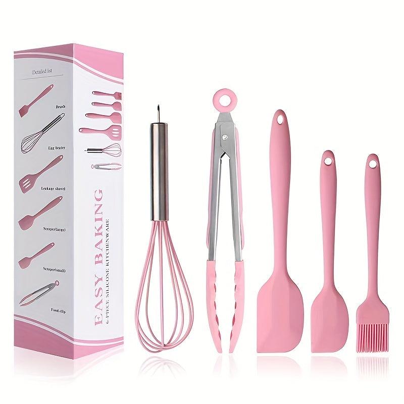 Silicone Cooking Utensil Set Metal Handle Spatula Safety Non Stick Washable