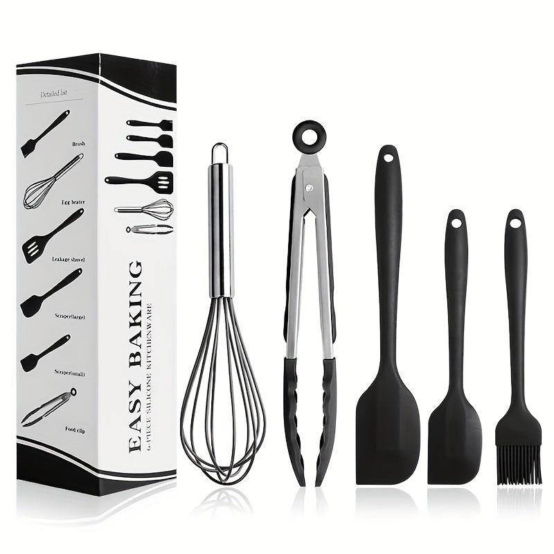 Silicone Cooking Utensil Set Metal Handle Spatula Safety Non Stick Washable