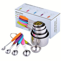 10pcs Stainless Steel Measuring Cups And Spoons Set with Silicone Handles