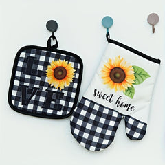 Heat Resistant Oven Mitts Set of 2 for Cooking Baking BBQ
