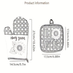Heat Resistant Oven Mitts Set of 2 for Cooking Baking BBQ