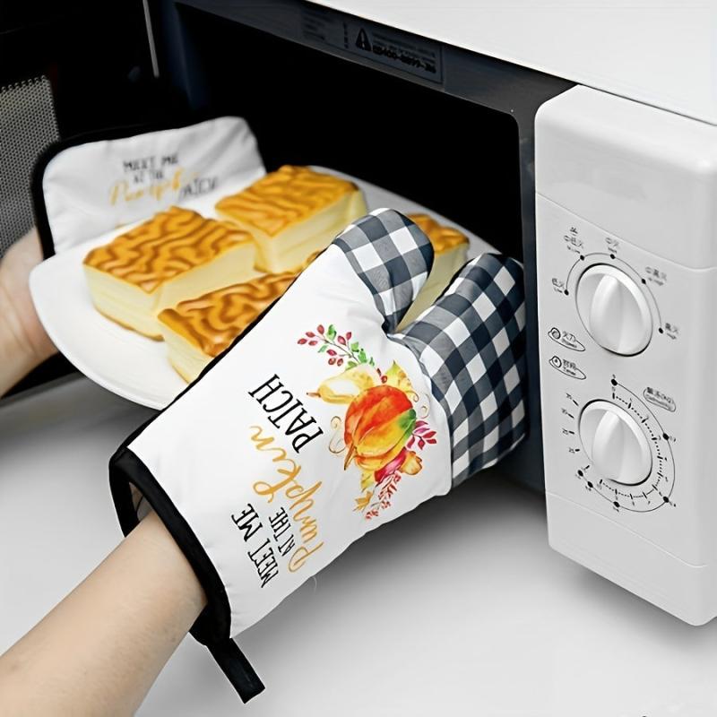 Heat Resistant Oven Mitts Set of 2 for Cooking Baking BBQ
