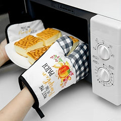Heat Resistant Oven Mitts Set of 2 for Cooking Baking BBQ