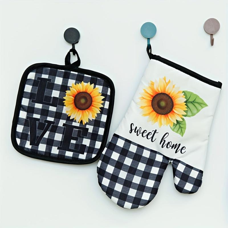 Heat Resistant Oven Mitts Set of 2 for Cooking Baking BBQ