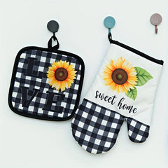 Heat Resistant Oven Mitts Set of 2 for Cooking Baking BBQ