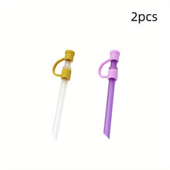 2pcs Silicone Straw Cover Reusable Straw Cap Kitchen Accessories