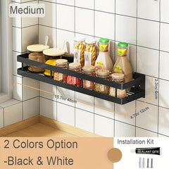 Wall Mounted Spice Rack Organizer Shelf for Kitchen Utensils