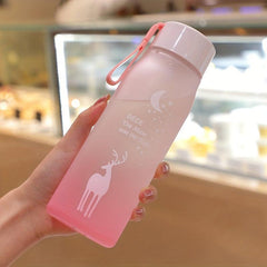 Ombre Deer Pattern Water Bottle - Large Capacity Drinking Cup