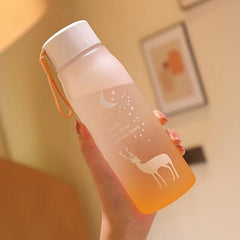 Ombre Deer Pattern Water Bottle - Large Capacity Drinking Cup