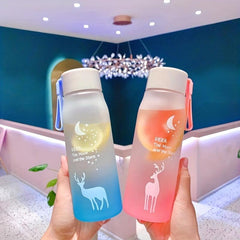 Ombre Deer Pattern Water Bottle - Large Capacity Drinking Cup
