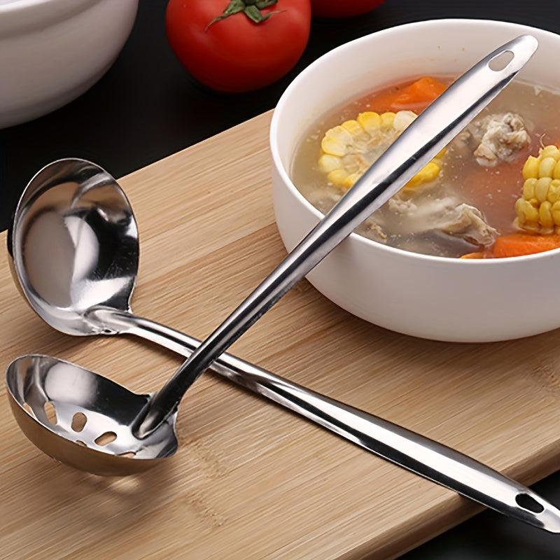 2pcs Long Handle Stainless Steel Soup Spoons for Restaurant & Home