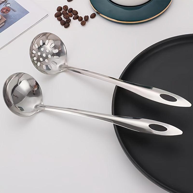 2pcs Long Handle Stainless Steel Soup Spoons for Restaurant & Home