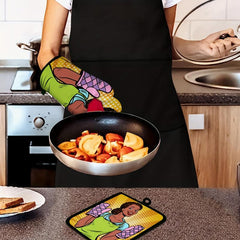 2pcs Colorful Printed Cotton Oven Mitts Heat Resistant Heat Insulation Pad