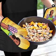 2pcs Colorful Printed Cotton Oven Mitts Heat Resistant Heat Insulation Pad