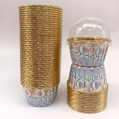 50pcs Boho Cupcakes With Lids Disposable Muffin Cups Glossy Cupcake Liners