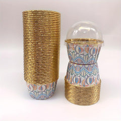 50pcs Boho Cupcakes With Lids Disposable Muffin Cups Glossy Cupcake Liners