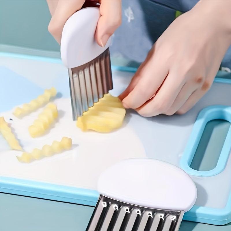 Crinkle Cutter Wavy Chopper Stainless Steel French Fry Chip Slicer