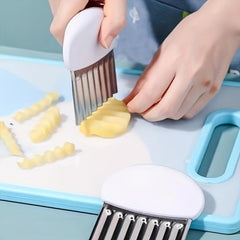 Crinkle Cutter Wavy Chopper Stainless Steel French Fry Chip Slicer