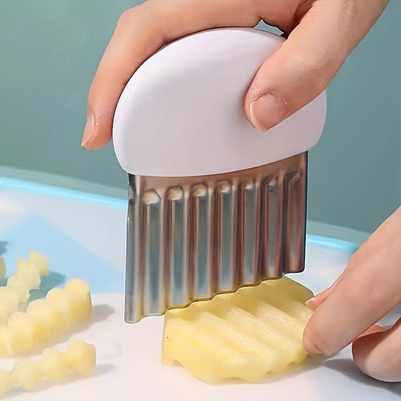 Crinkle Cutter Wavy Chopper Stainless Steel French Fry Chip Slicer
