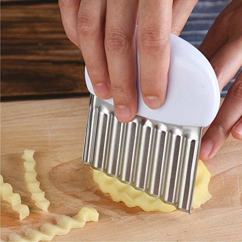 Crinkle Cutter Wavy Chopper Stainless Steel French Fry Chip Slicer