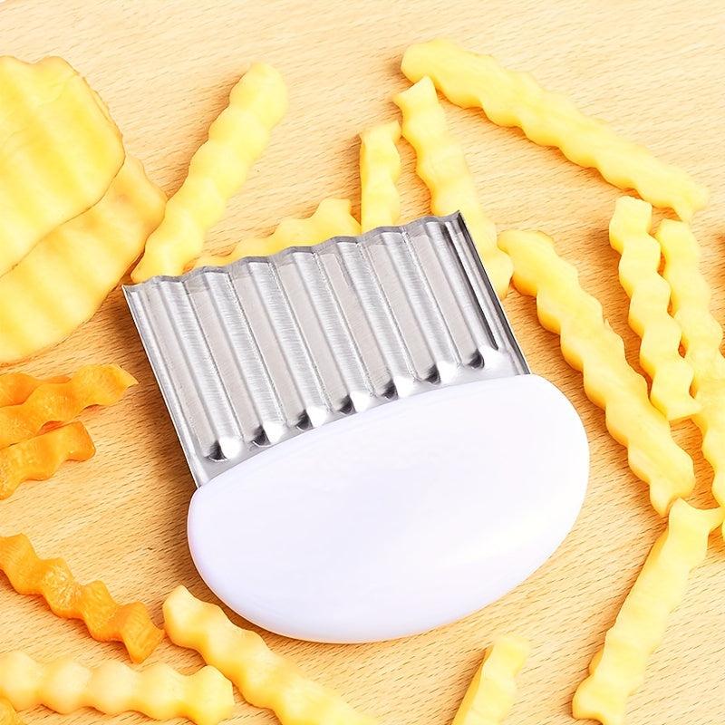 Crinkle Cutter Wavy Chopper Stainless Steel French Fry Chip Slicer