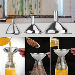 3pcs Stainless Steel Funnel Multifunctional Funnel for Liquid & Dry Ingredients