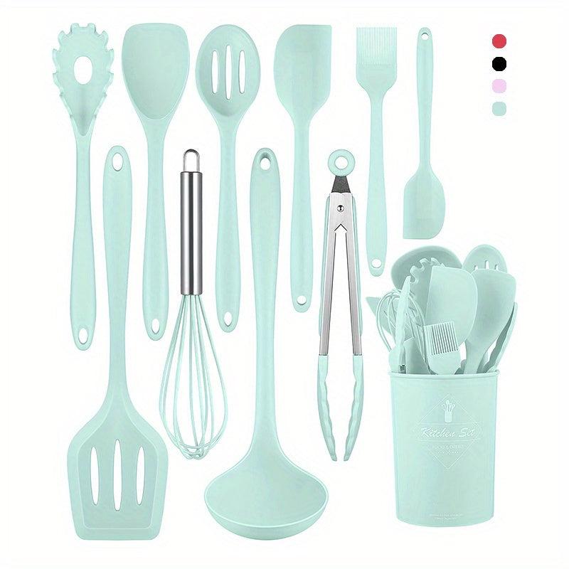 11pcs Silicone Utensil Set Safety Cooking Non Stick Turner Spatula Spoon