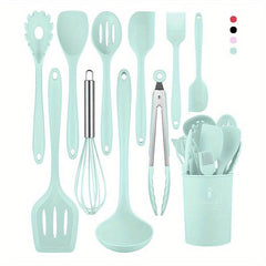 11pcs Silicone Utensil Set Safety Cooking Non Stick Turner Spatula Spoon