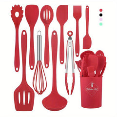 11pcs Silicone Utensil Set Safety Cooking Non Stick Turner Spatula Spoon