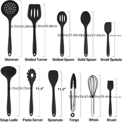 11pcs Silicone Utensil Set Safety Cooking Non Stick Turner Spatula Spoon