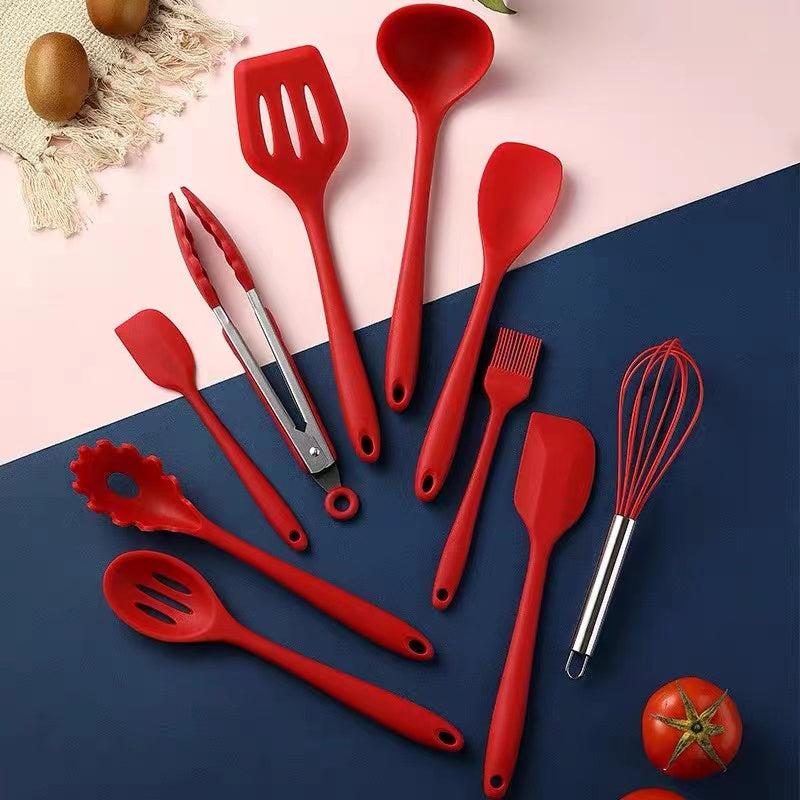 11pcs Silicone Utensil Set Safety Cooking Non Stick Turner Spatula Spoon