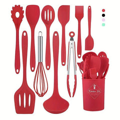 11pcs Silicone Utensil Set Safety Cooking Non Stick Turner Spatula Spoon