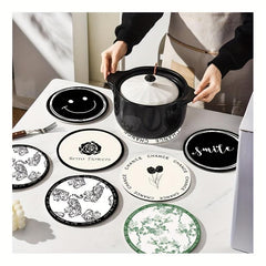 Rubber Dish Drying Mat Flower Pattern Smiley Face Coasters