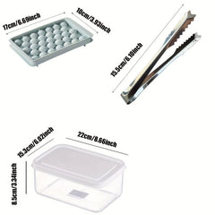 Ice Cube Mold Tray Set with Scoop & Tongs - For Cocktails, Whiskey, Coffee