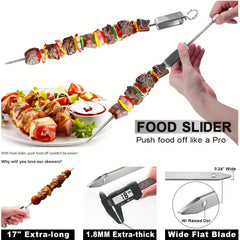 10pcs Stainless Steel BBQ Skewers, Multifunctional Metal Grilling Needle Sticks