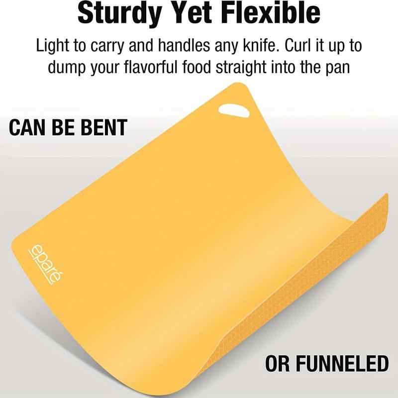 4pcs Flexible Plastic Cutting Boards Non Slip Kitchen Mats Dishwasher Safe