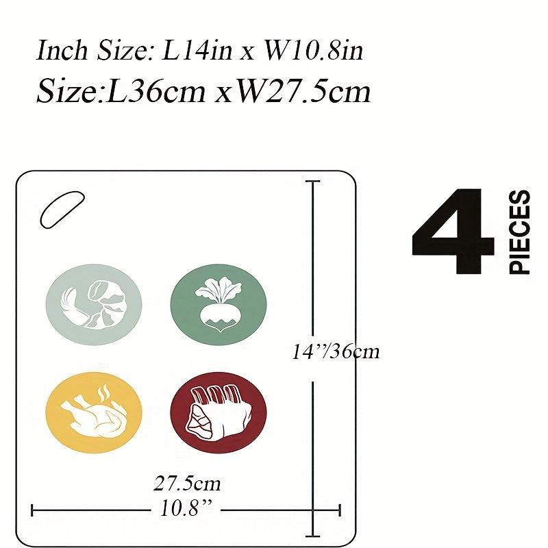 4pcs Flexible Plastic Cutting Boards Non Slip Kitchen Mats Dishwasher Safe