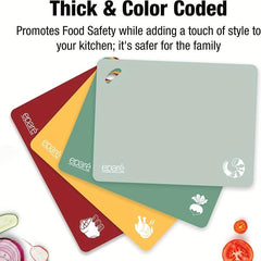 4pcs Flexible Plastic Cutting Boards Non Slip Kitchen Mats Dishwasher Safe