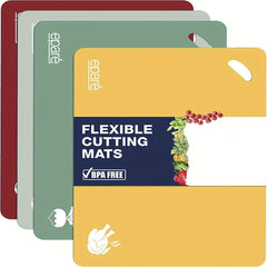 4pcs Flexible Plastic Cutting Boards Non Slip Kitchen Mats Dishwasher Safe