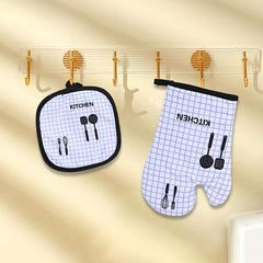 2pcs Cotton Oven Mitts Heat Insulation Pad Set Microwave Oven Double Layer