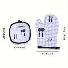 2pcs Cotton Oven Mitts Heat Insulation Pad Set Microwave Oven Double Layer