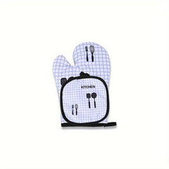 2pcs Cotton Oven Mitts Heat Insulation Pad Set Microwave Oven Double Layer