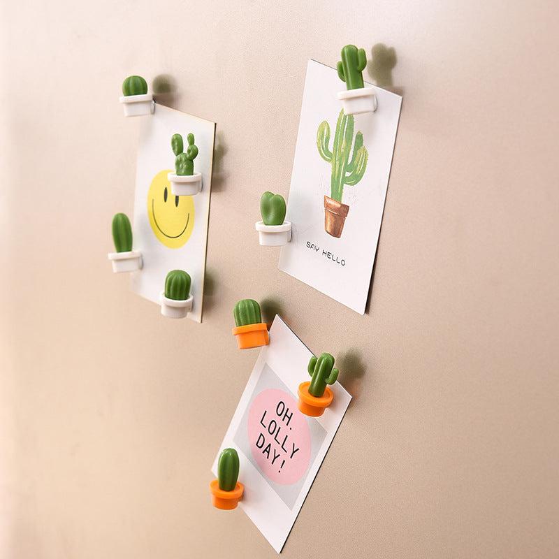 6pcs Mini Cactus Magnets for Fridge 3D Refrigerator Magnet Kitchen Decoration