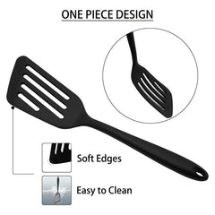 Silicone Fish Spatula Non Stick Slotted Turner Kitchen Gadget